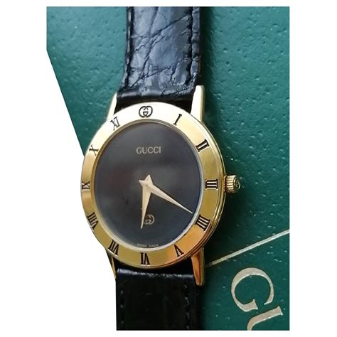 orologio gucci 3000|Vintage Unisex Goldplated GUCCI 3000 J Black Dial Watch.